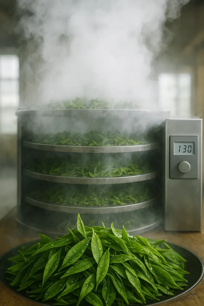 Japanese green tea making