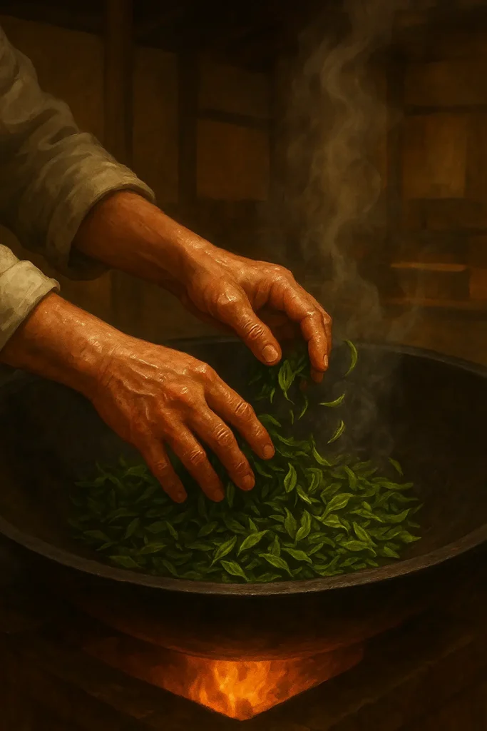 Chinese Green Tea making